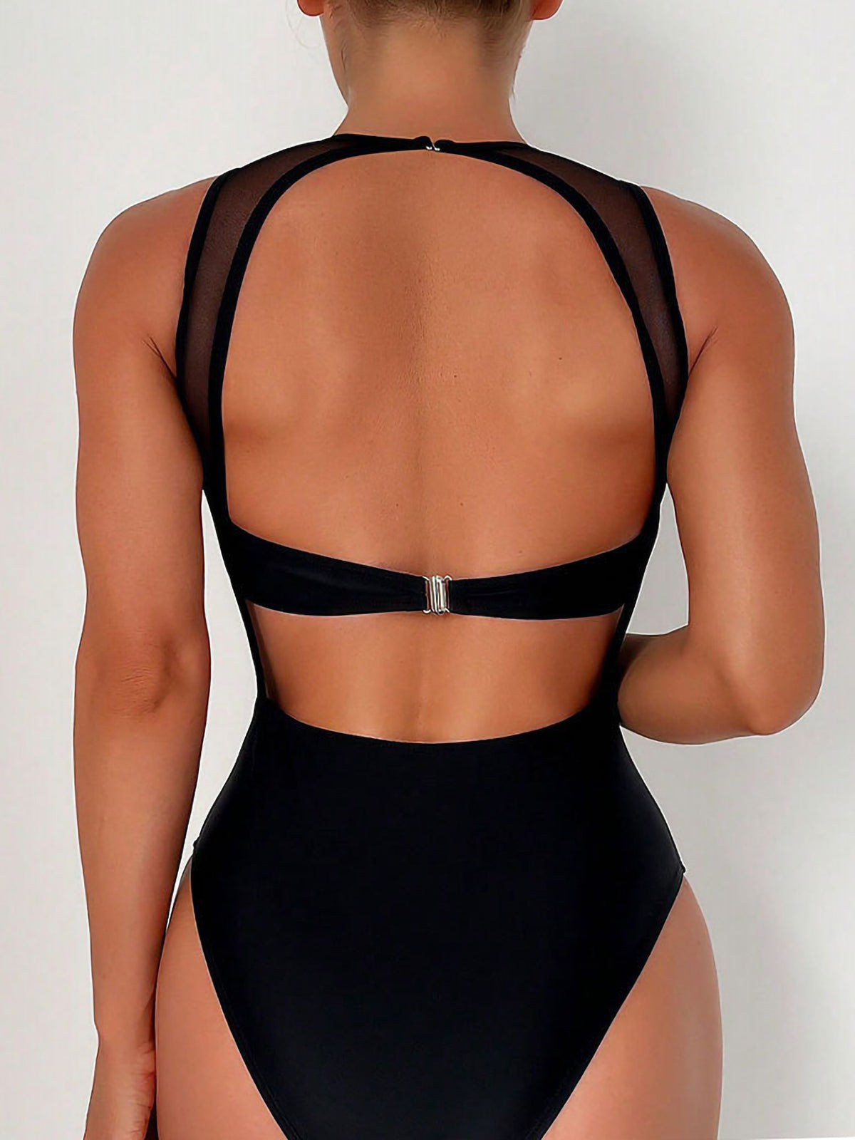 Classic Black Mesh One Piece Swimsuit