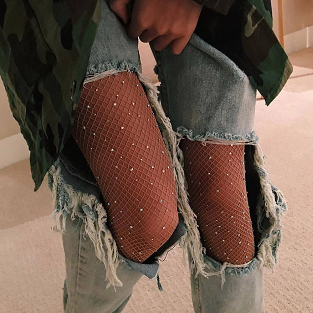 Mini-diamond mesh tights