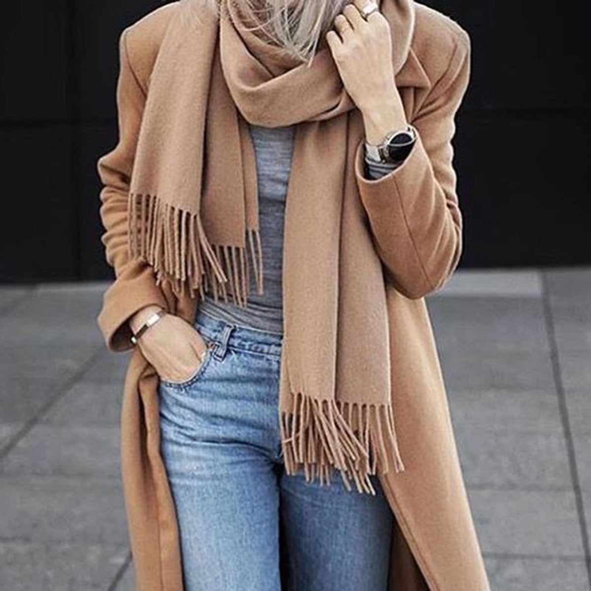 Solid Color Tassel Scarf - worthtryit.com