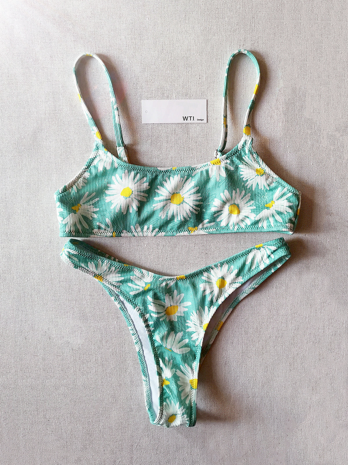 Ribbed Floral Crop Top Bikini Swimsuit – W.T.I. Design