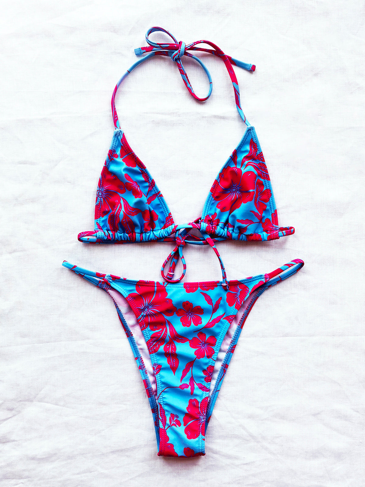 Floral Print Hibiscus Triangle Bikini Swimsuit – W.T.I. Design