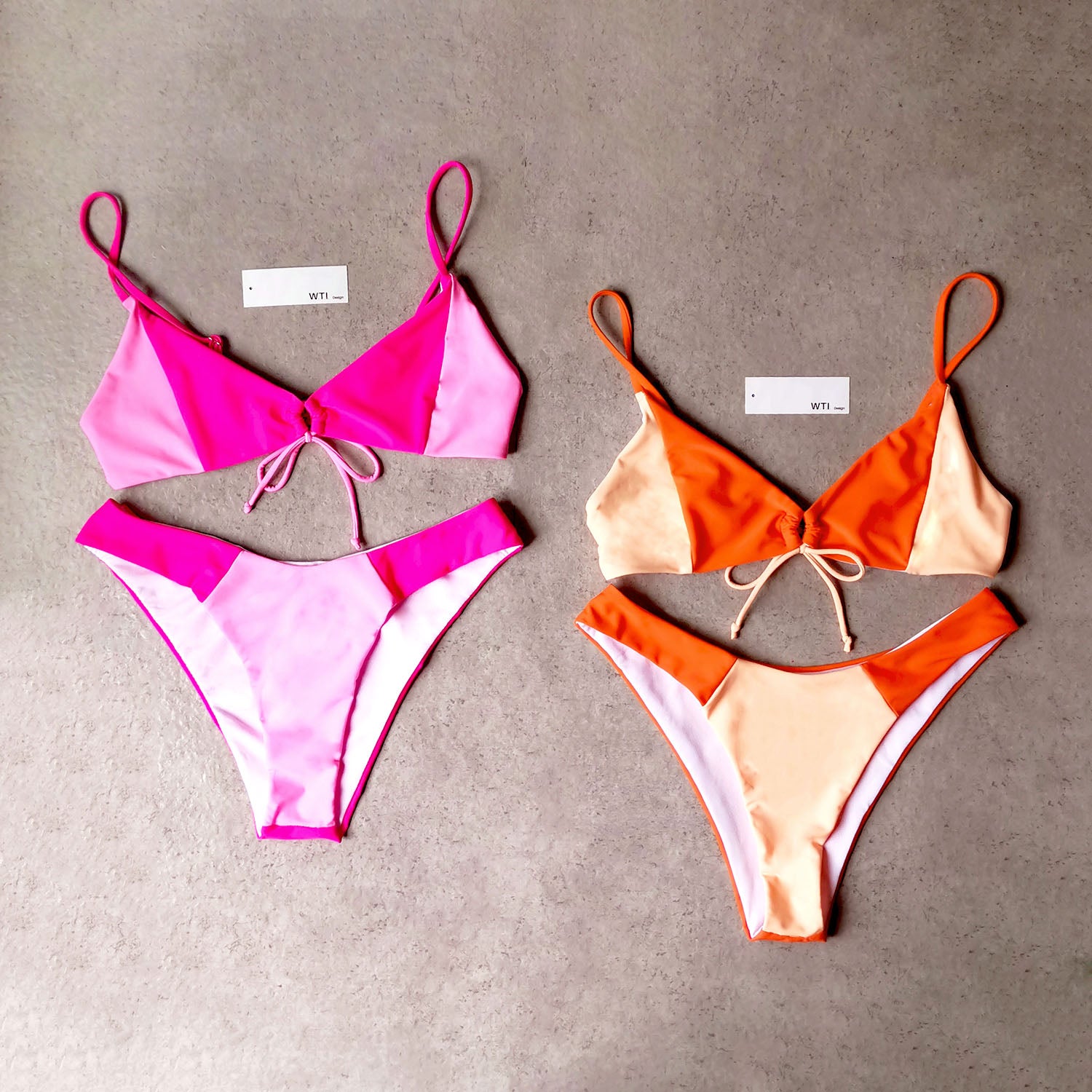 Color Block Front Tie W.T.I. Triangle – Design Swimsuit Bikini